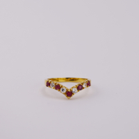 ring goud 9K met robijn en CZ