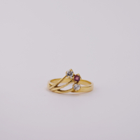 ring goud 9K met robijn en CZ