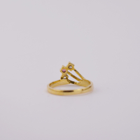 ring goud 9K met robijn en CZ