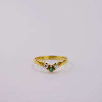 bague or9K avec émeraude et CZ