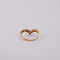 ring goud 9K met saffier en CZ