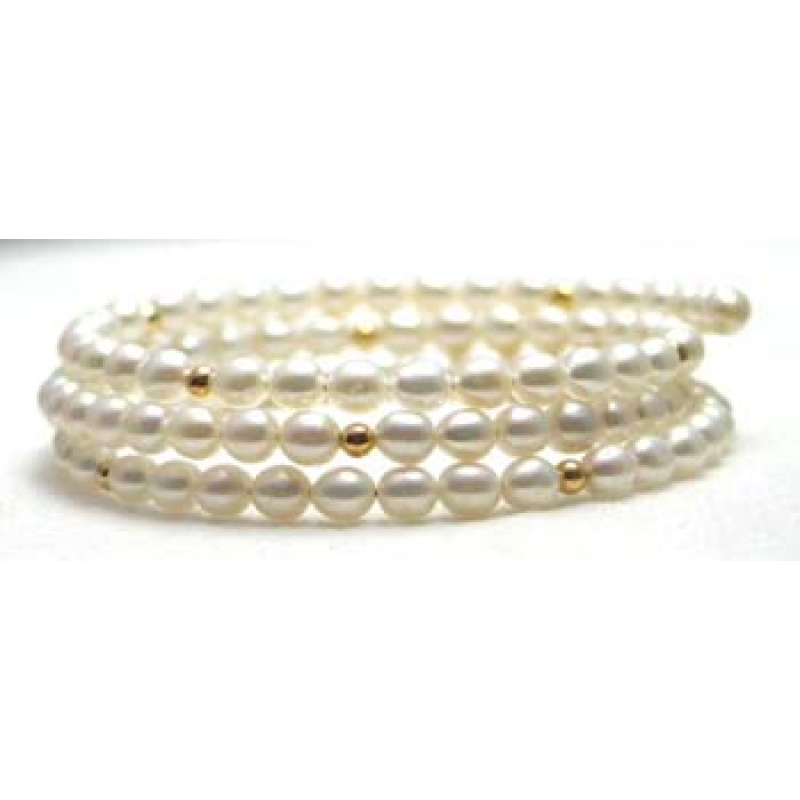 zoetwaterparel armband met gouden bolletjes