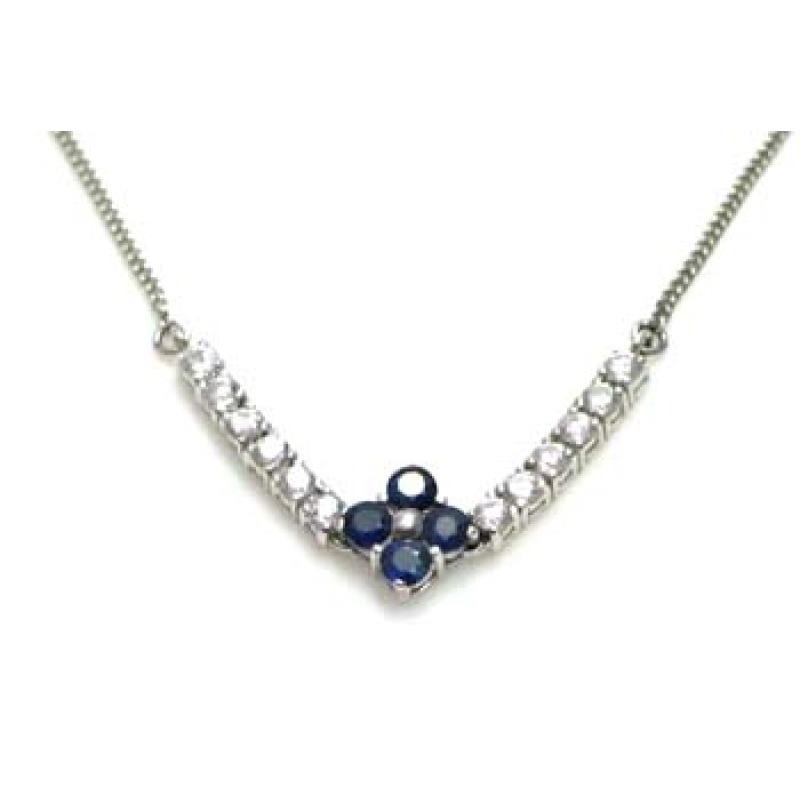 halssnoer 925 zilver met saffier en CZ