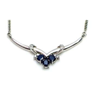 necklace silver 925 with Sapphire and CZ