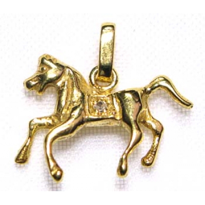 hanger 9k goud paard met diamant