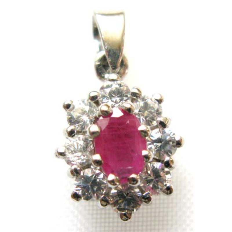 hanger zilver 925 met  robijn en cubic zirconia