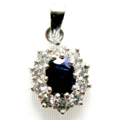 pendant silver 925 with Sapphire and cubic zirconia