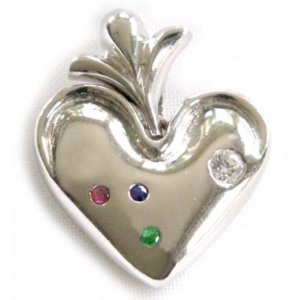 hanger zilver 925 hart met  robijn en cubic zirconia