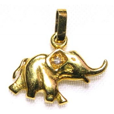 pendentif éléphant en or 9k avec diamant