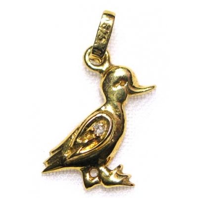 pendentif canard en or 9k avec diamant