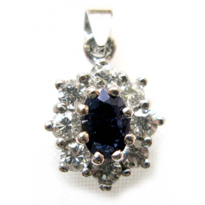 pendant silver 925 with Sapphire and cubic zirconia