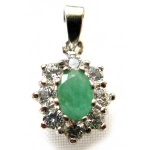 hanger zilver 925 met  smaragd en cubic zirconia