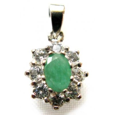 pendant silver 925 with emerald and cubic zirconia