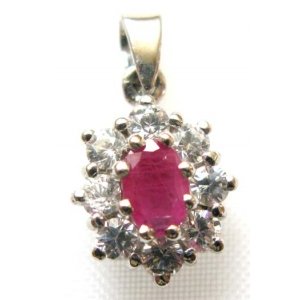 hanger zilver 925 met  robijn en cubic zirconia