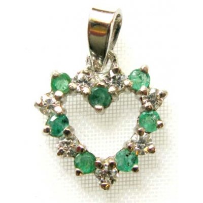 pendant silver 925 with emerald and cubic zirconia