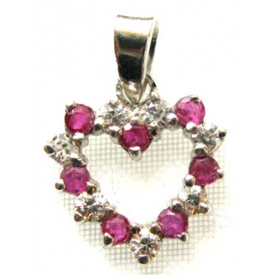 pendant silver 925 with ruby and cubic zirconia