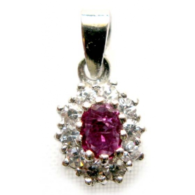 pendant silver 925 with ruby and cubic zirconia