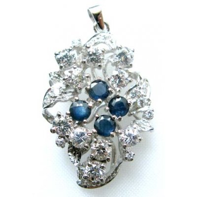 pendentif argent 925 avec saphir et zircon cubique