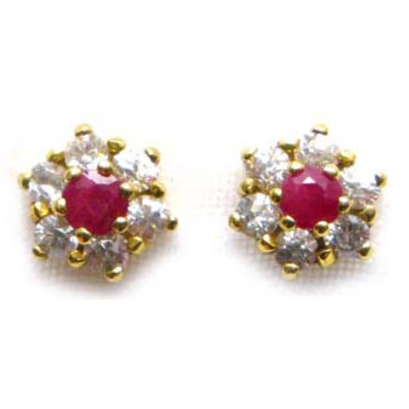 oorbel 9k robijn met cz