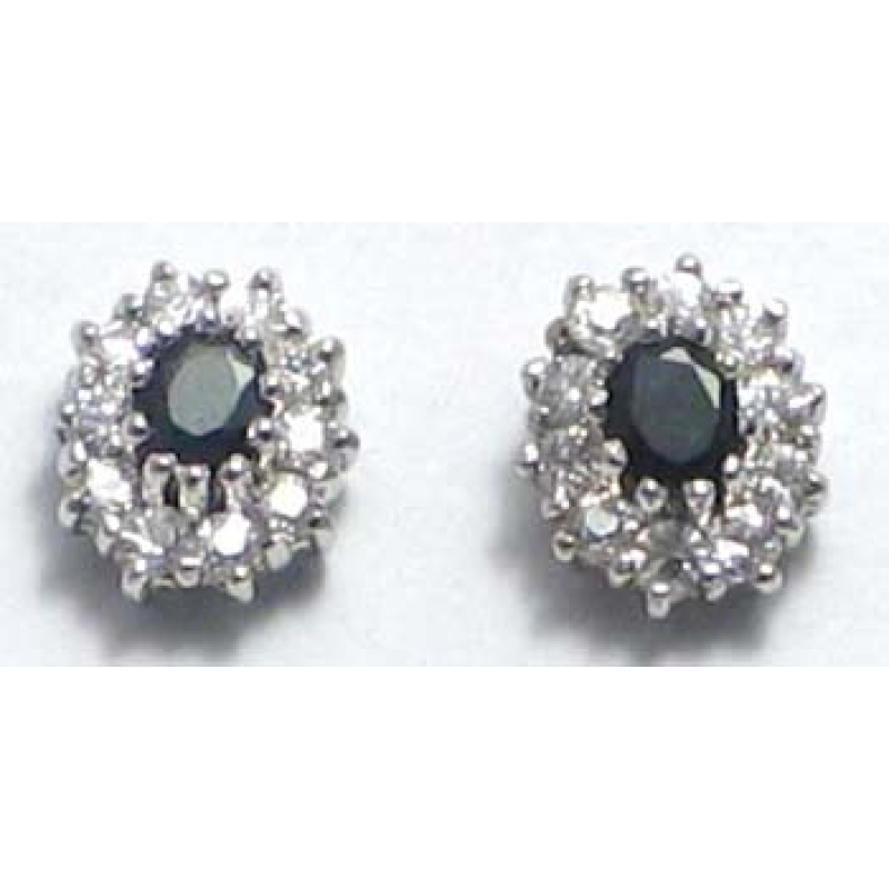 oorbel zilver 925 met saffier en cz