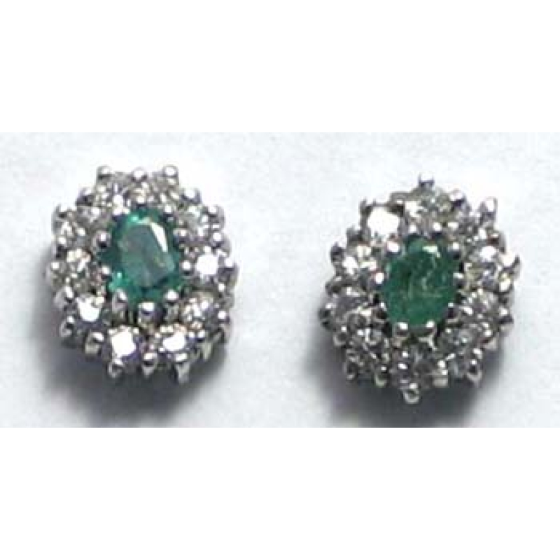 oorbel zilver 925 met smaragd en cz