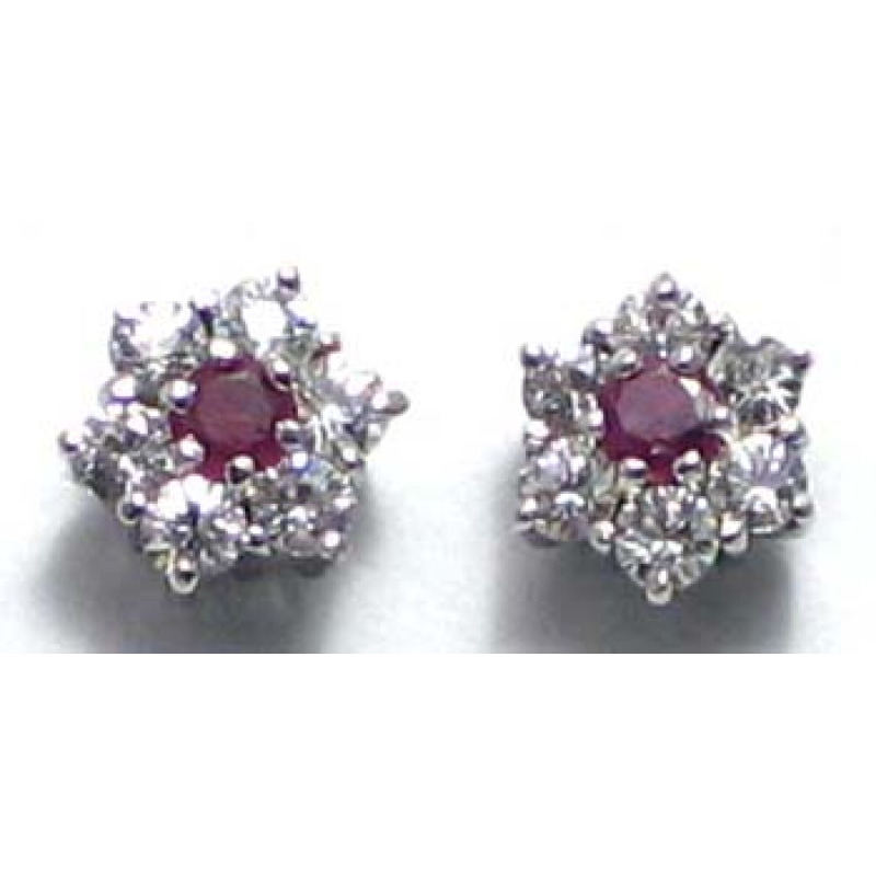 oorbel zilver 925 met robijn en cz