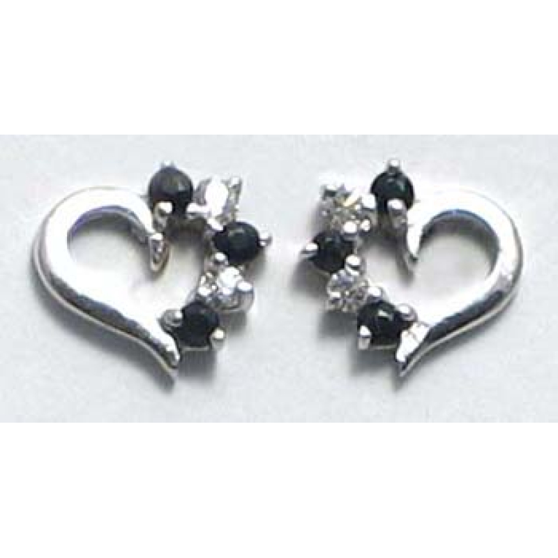 oorbel zilver 925 hart met saffier en cz