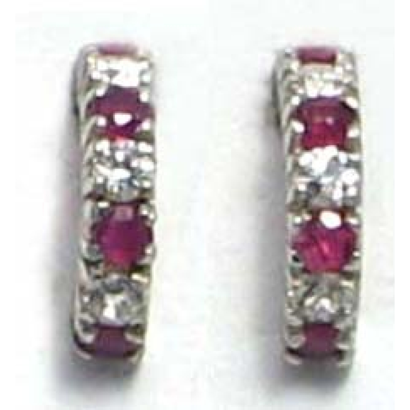 oorbel zilver 925 met robijn en cz