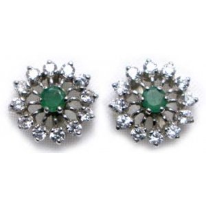 earring silver 925 with emerald and cz