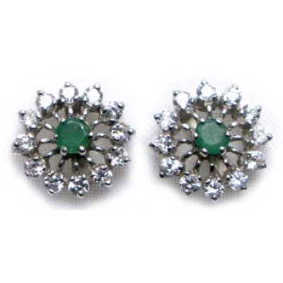 earring silver 925 with emerald and cz