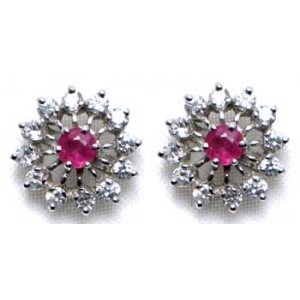 oorbel zilver 925 met robijn en cz