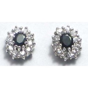 oorbel zilver 925 met saffier en cz