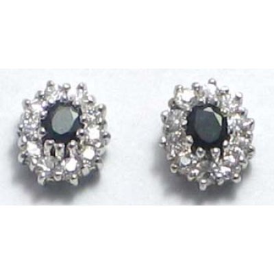 oorbel zilver 925 met saffier en cz