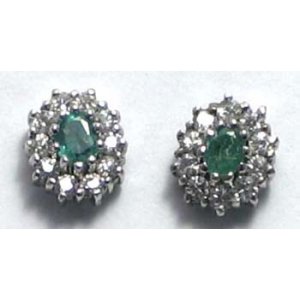 oorbel zilver 925 met smaragd en cz