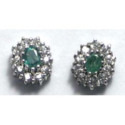 oorbel zilver 925 met smaragd en cz