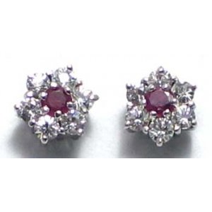 oorbel zilver 925 met robijn en cz