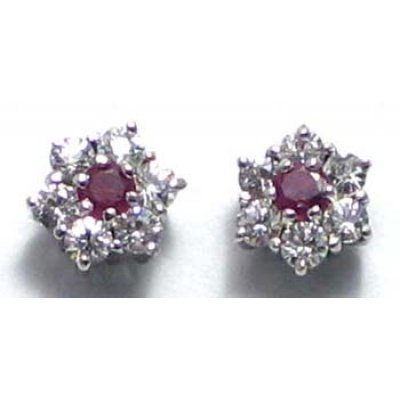 oorbel zilver 925 met robijn en cz