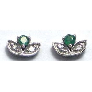 earring silver 925 with emerald and cz