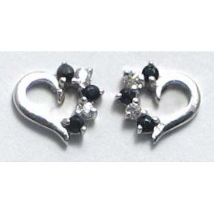 oorbel zilver 925 hart met saffier en cz