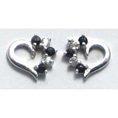 oorbel zilver 925 hart met saffier en cz