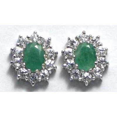 oorbel zilver 925 met smaragd en cz