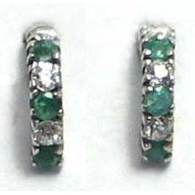 earring silver 925 with emerald and cz