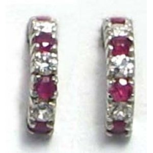 oorbel zilver 925 met robijn en cz