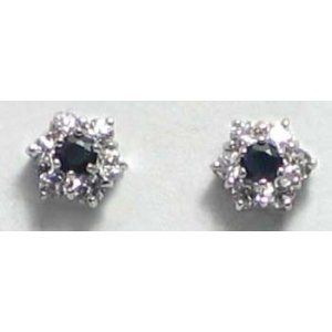 oorbel zilver 925 met saffier en cz