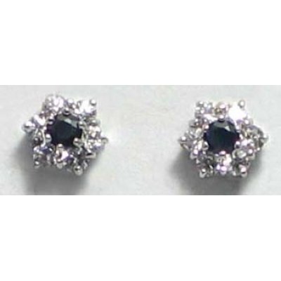 boucles d'orreille argent 925 avec saphir et cz