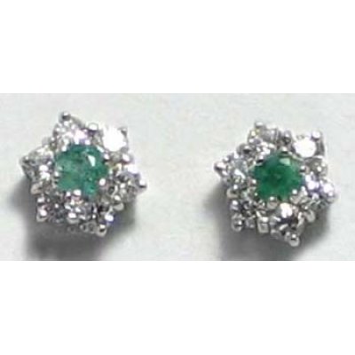 earring silver 925 with emerald and cz