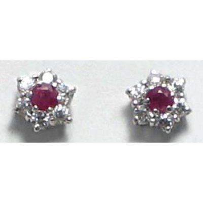 boucles d'orreille argent 925 avec ruby et cz