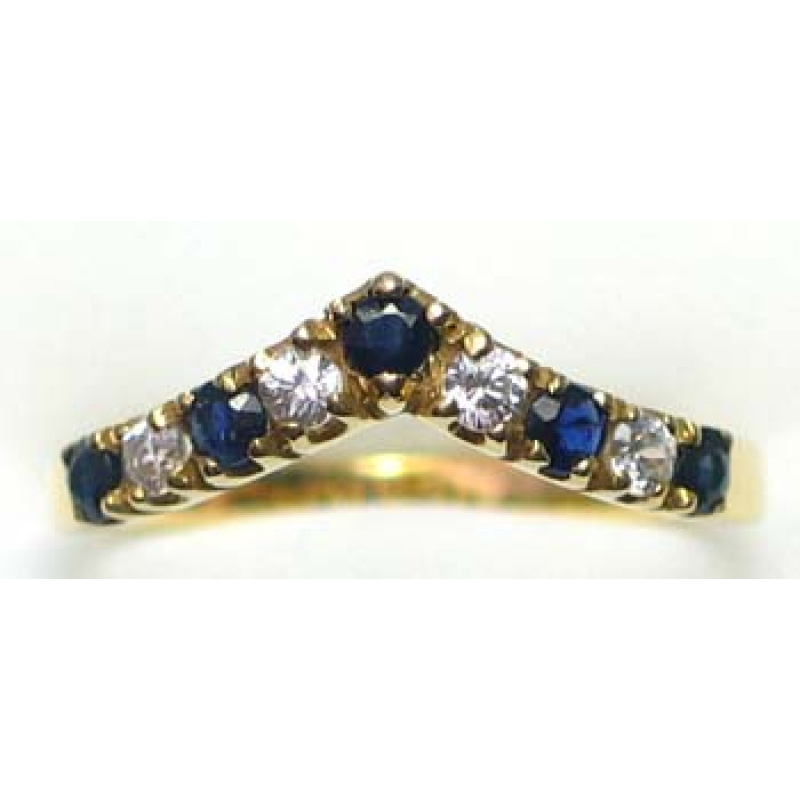 ring goud 9K met saffier en CZ