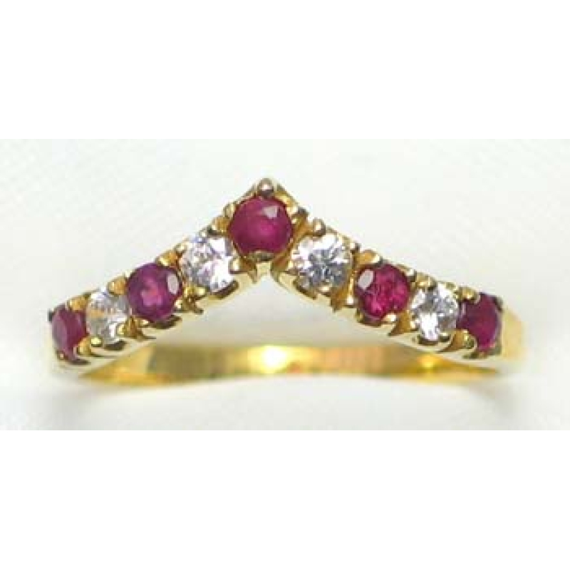 ring goud 9K met robijn en CZ