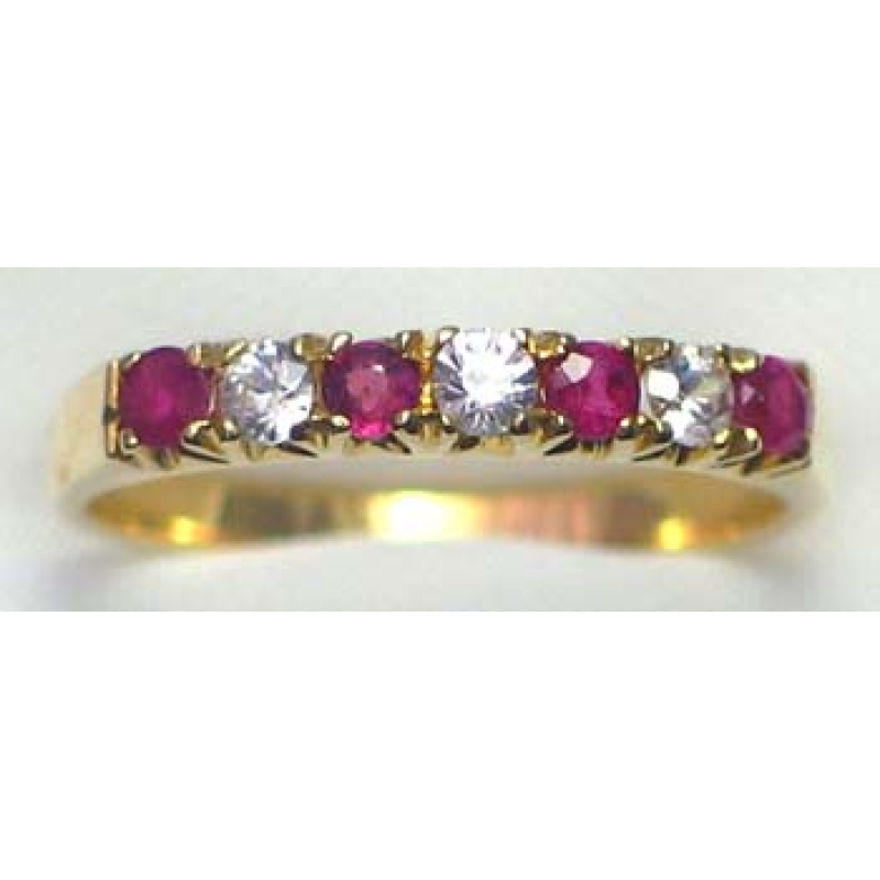 ring goud 9K met robijn en CZ